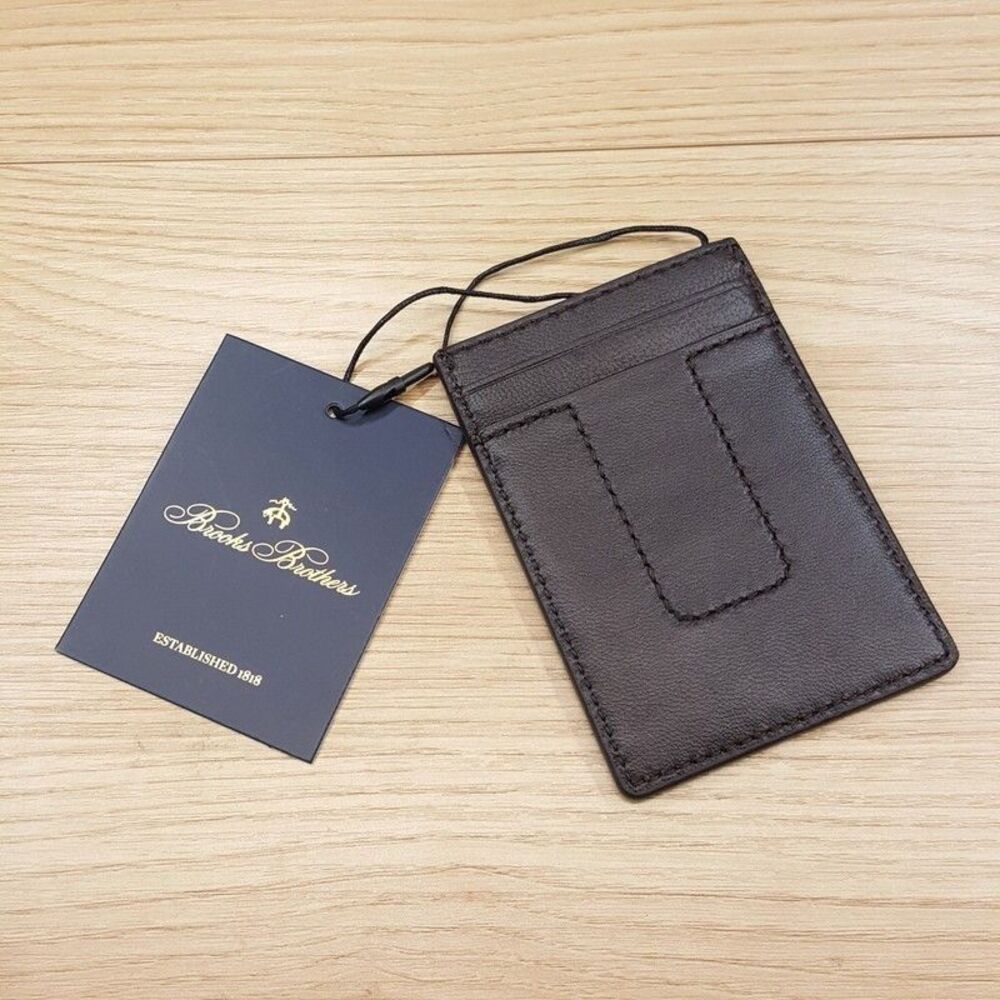 BROOKS BROTHERS Card Case Dark Brown Leather Wallet $130